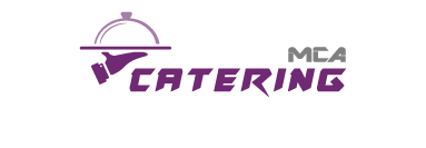 Purple logo showing a waiter's hand holding a gourmet dish
