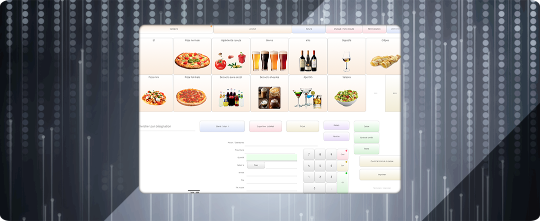 Illustration de l'interface du module Cash Register de MCA-Kale