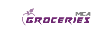 Purple apple logo symbolising grocery shop foodstuffs