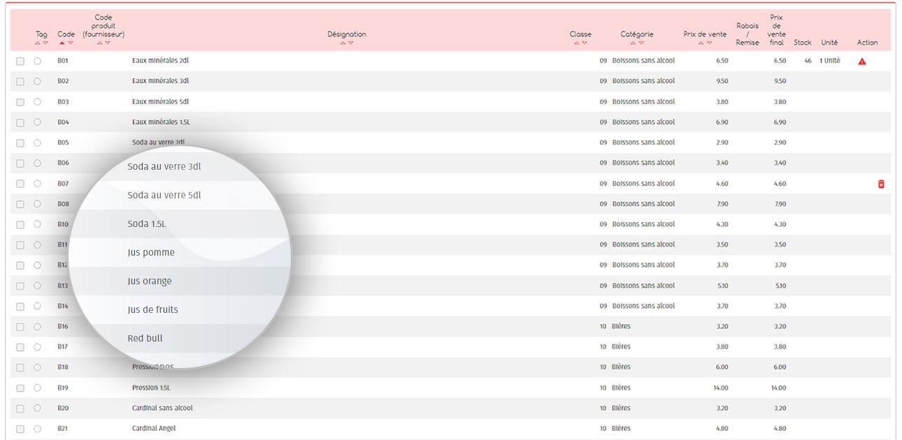Présentation de la gestion de produits dans MCA Catering