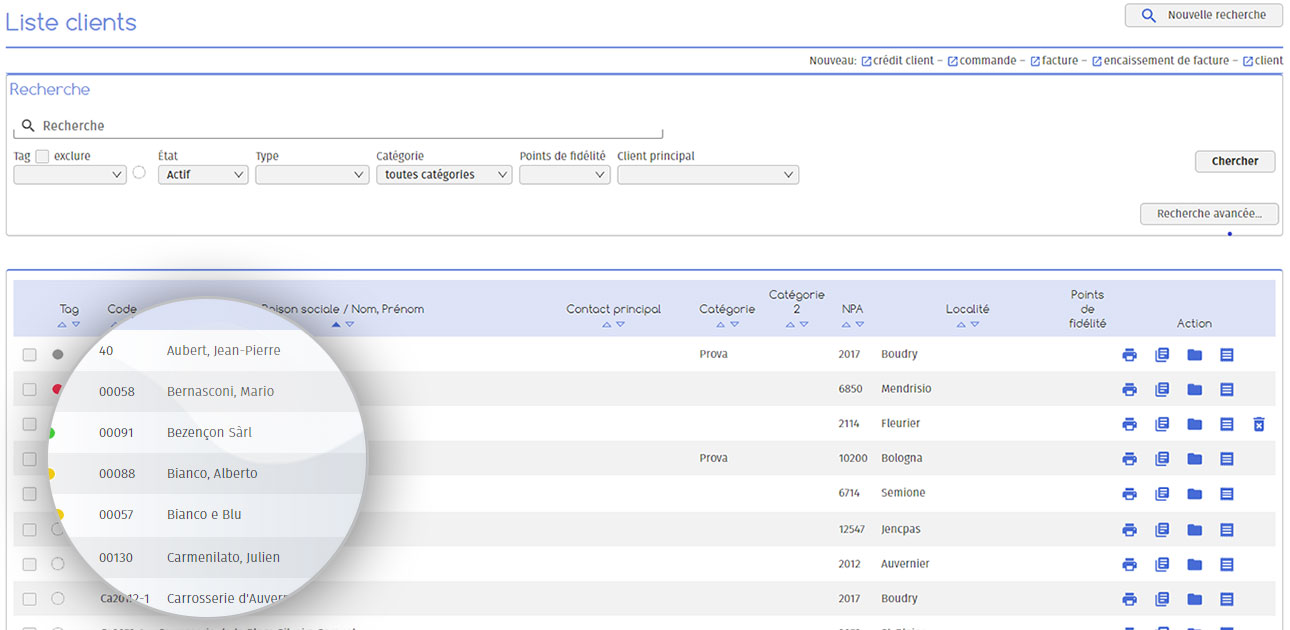 Présentation de la gestion client dans MCA Retails